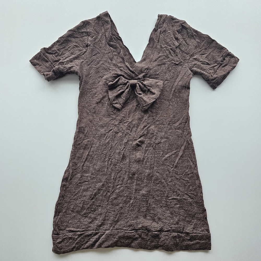Metalicus Wool Knit Bow Top in Rich Brown (RARE)